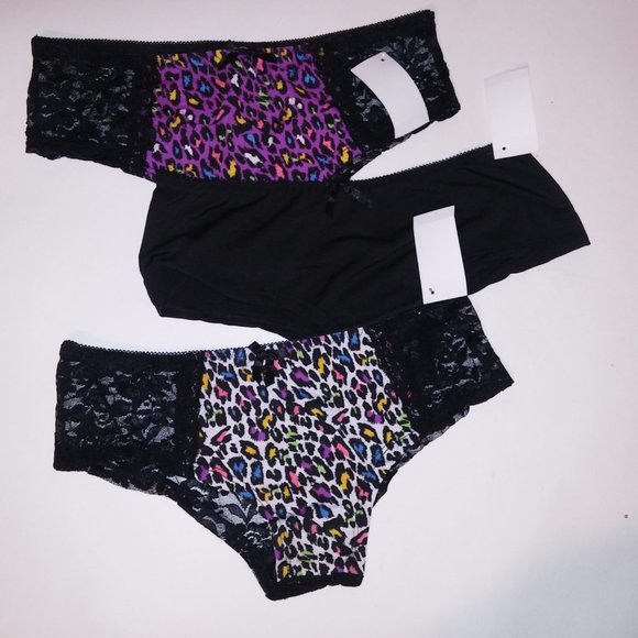 Set of 3 Deb Panty Low Rise Black‎ Lace Colorful New - Picture 2 of 7